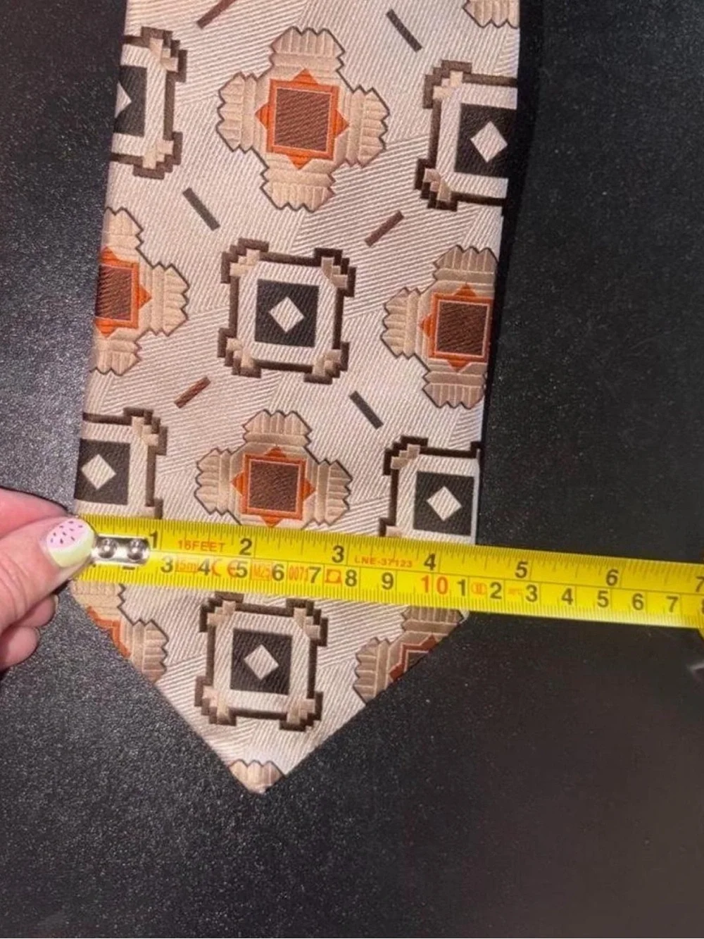 Classic Geometric Pattern Men's Tie - Orange and Brown